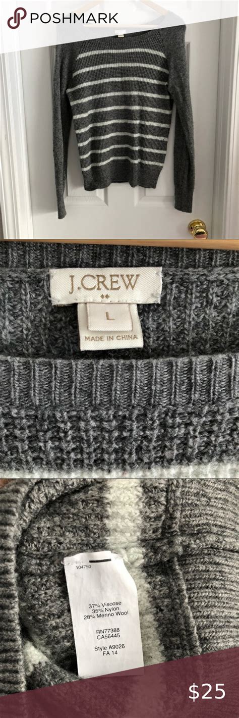 J Crew Merino Wool Warmspun Striped Sweater Waffle Knit Sweater