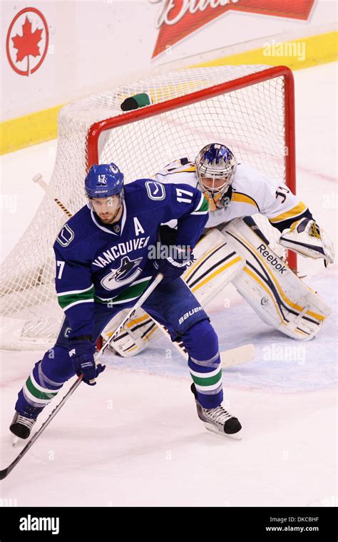 Oct. 20, 2011 - Vancouver, British Columbia, Canada - Canucks #17 Ryan Kesler stands in front of ...