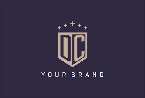 dc initial shield logo icon geometric style design  vector art