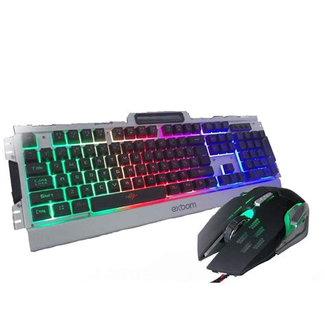 Kit Teclado Semi Mec Nico Mouse Gamer Usb Abnt Iluminado Led Rgb