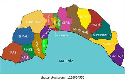 Antalya Turkey Map Vector Stock Vector (Royalty Free) 1256934550 ...