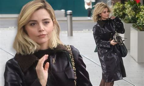 Jenna Coleman Continues To Show Off New Blonde Hair As She Wraps Up In A Dark Chocolate Trench