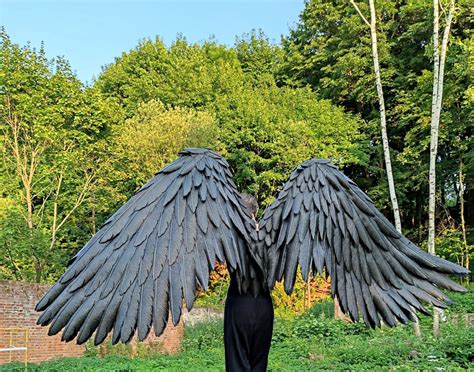 Large Waving Movable Crow Black Wings Cosplay Costume Raven Giant