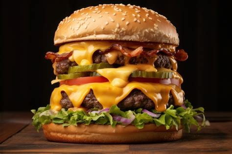 Premium Photo Mouthwatering Cheddar Cheeseburger Feast Cheesy