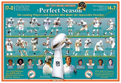 50th Anniversary Of The Dolphins 1972 Perfect Season 19x13