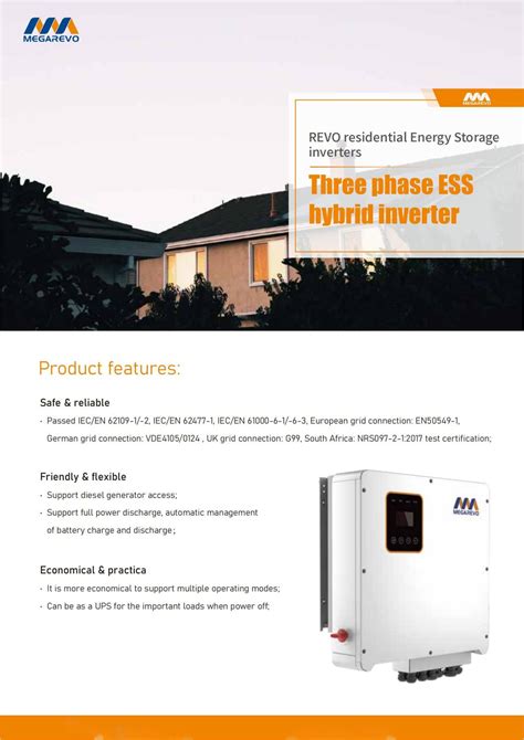 Megarevo Three Phase Ess Hybrid Inverter 8kw 12kw