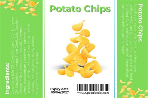 Free Printable Chip Bag Templates Pdf Word Size