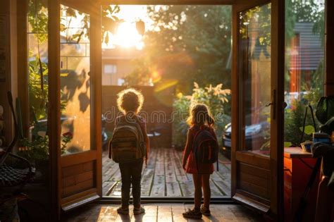 Children Getting Ready For School Early In The Morning At Home