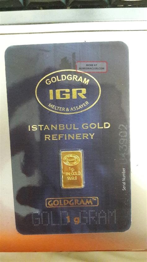 1 Gram Gold Bar Certificate Istanbul Gold Refinery.