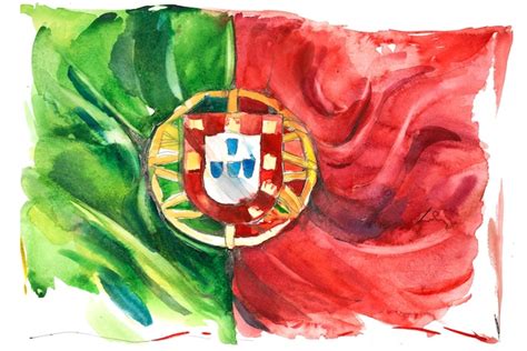 Premium Photo Portugal Portuguese Flag Hand Drawn Watercolor