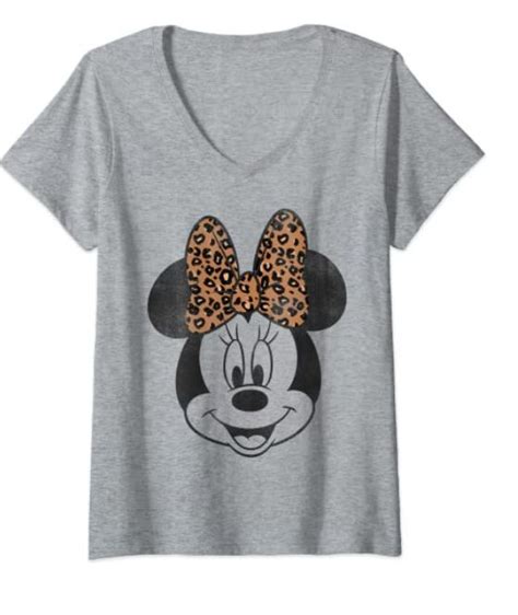 Womens Disney Mickey And Friends Minnie Mouse Leopard Bow Portrait V