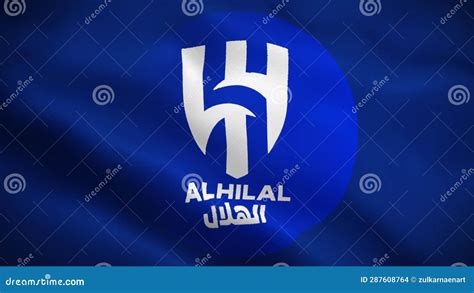 Al Hilal Saudi Football Club Logo On A Waving Flag In A Loop Animation