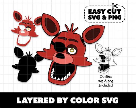 Svg Foxy Five Nights At Freddys Fnaf Digital File Layered By Colour Svg Cricut Etsy