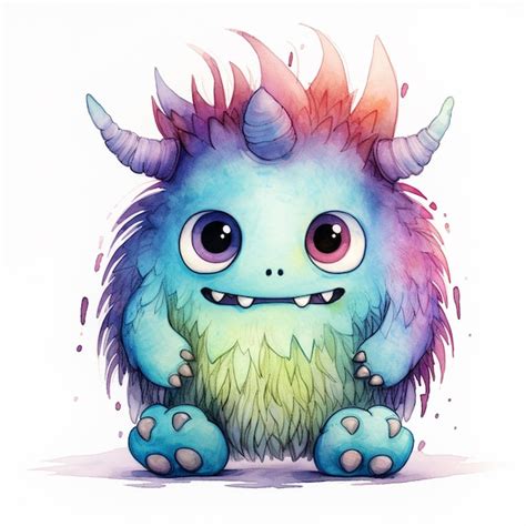 Premium Ai Image Charming Watercolor Monster Captivating The Viewer