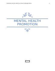 Mental Health Promotion Docx RUNNING HEAD MENTAL HEALTH PROMOTION