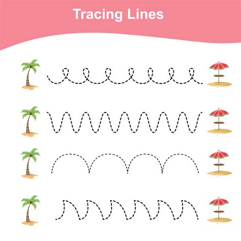 Tracing lines worksheet. Kids educational game. Worksheet for preschool ...