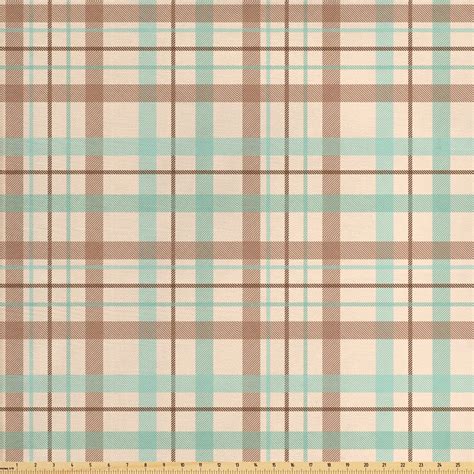 Plaid Fabric by The Yard, Scottish Country Style Tartan with Abstract Design Diagonal Striped ...