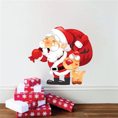 Santa Wall Decal Rudolf Wall Decal Santa Claus Removable Christmas Wall Decal