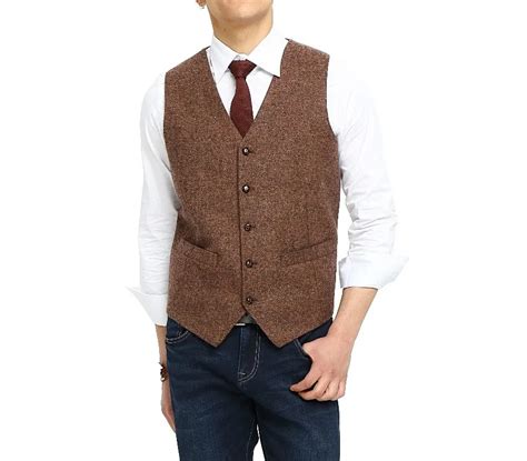 2019 British Country Style Farm Wedding Brown Wool Herringbone Tweed