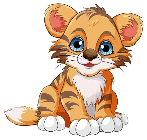 Free Vector Cute Baby Tiger Cartoon Character