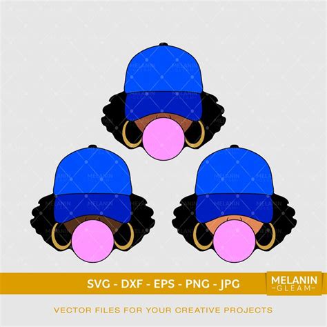 Bubblegum Afro Cap Woman Digital Svg Dxf Eps Png Etsy