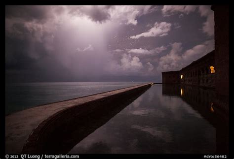 Picturephoto Fort Jefferson Seawall At Night With Sky Lit By Tropical