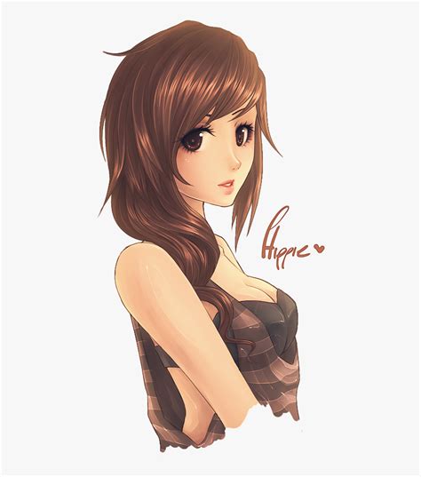 Tan Anime Girl With Brown Hair, HD Png Download , Transparent Png Image - PNGitem