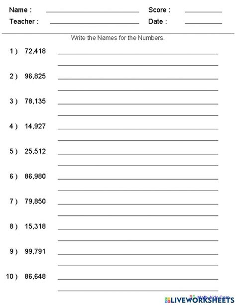 940310 Number Names Nextgen Liveworksheets