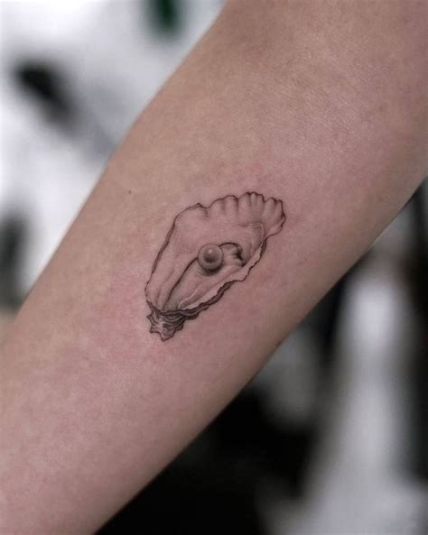 Micro Realistic Oyster Tattoo Located On The Inner In Cool Small