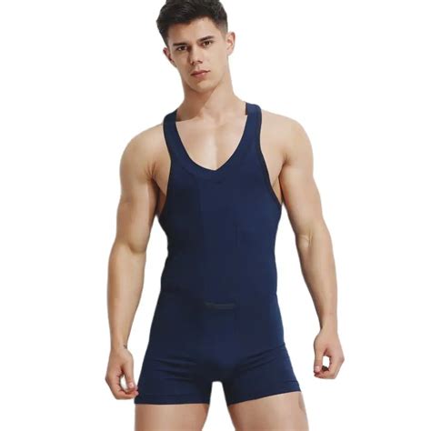 Sexy Leotard Undershirt Men Sport Gym Hot Bodysuit Body Stocking Sexy Jumpsuit Wresting