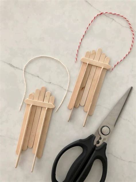 How To Make Popsicle Stick Sled Ornaments Popsicle Stick Christmas