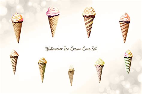 Watercolor Ice Cream Cone Set Graphic by Picture Paradise · Creative ...