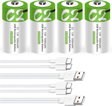 B Rbare Genopladelige C Batterier Med Usb Oplader Denmark Ubuy