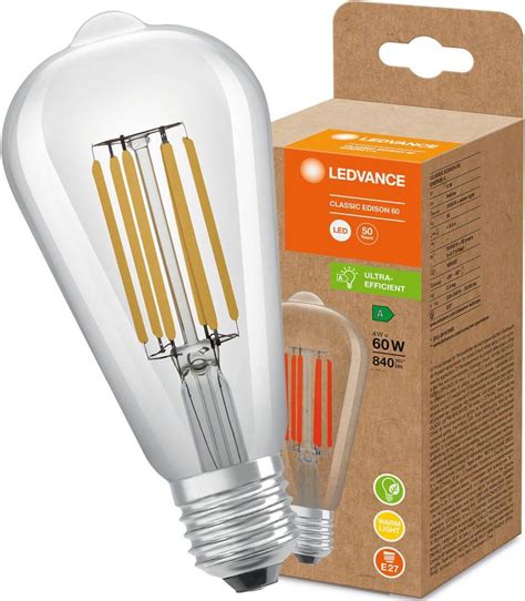 Ledvance Żarówka Led E27 St64 4w 60w 840lm 3000k Ciepła 320° Filament