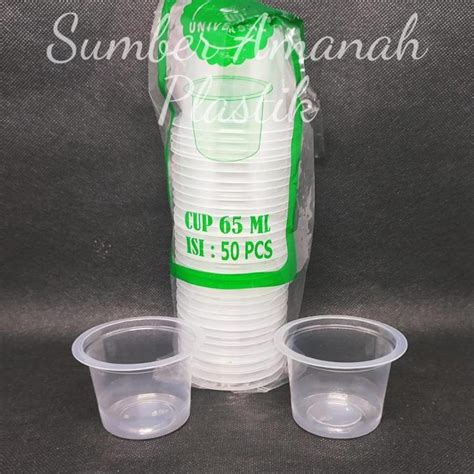 Gelas Plastik 65ml Isi 50pcs Cup Bening Kecil Agar Puding Lazada