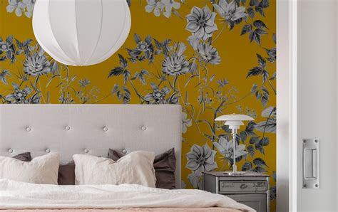 Vintage Yellow Flowers Wallpaper - Buy Online | Happywall