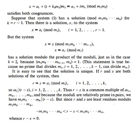 Clarification about the proof of the Chinese Remainder Theorem ...