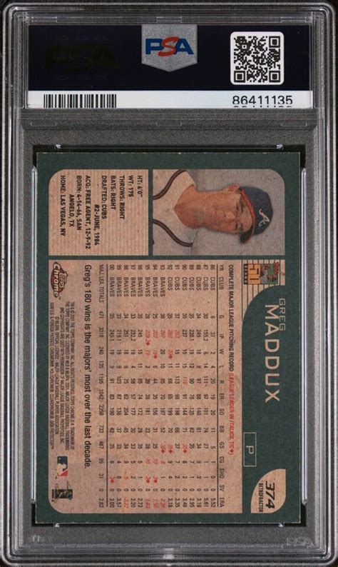 Topps Chrome Gold Retrofractor Greg Maddux Psa Pop Braves