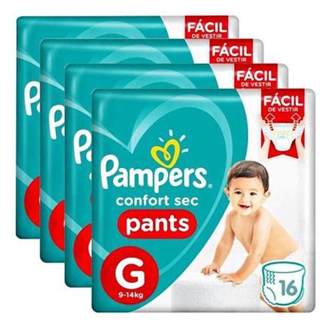 Kit 4 Fralda Pampers Vestir Shortinho Pants Ajuste Total Fralda