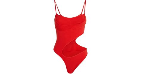 Mugler Synthetic Heaven Cut Out Bodysuit In Red Lyst UK