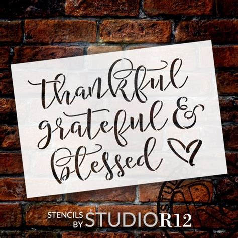 Thankful Grateful Blessed Stencil By Studior Craft Diy Etsy