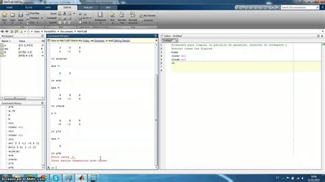 Operaciones Básicas Con Matrices Matlab Youtube