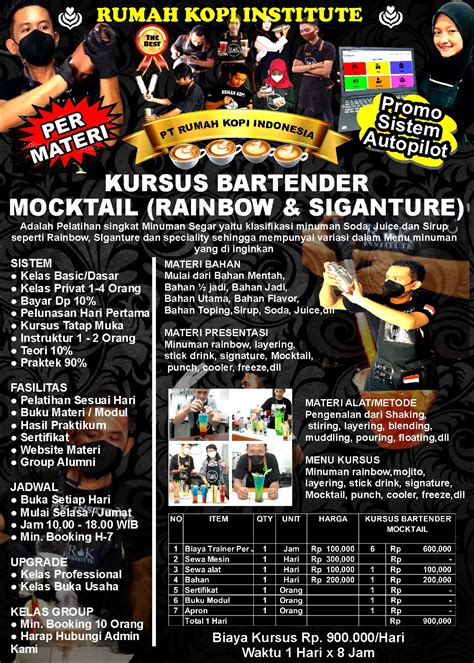 Kursus Bartender Mocktail Member Rumah Kopi Institute