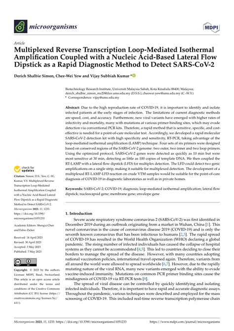 Pdf Multiplexed Reverse Transcription Loop Mediated Isothermal