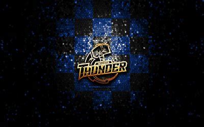 Download wallpapers Wichita Thunder, glitter logo, ECHL, blue black ...