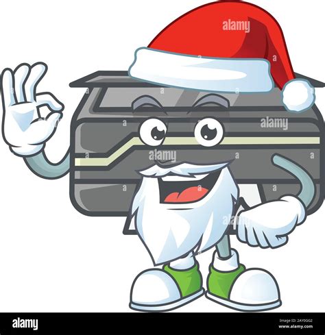 A Lovely Santa Printer Mascot Picture Style With Ok Finger Stock Vector