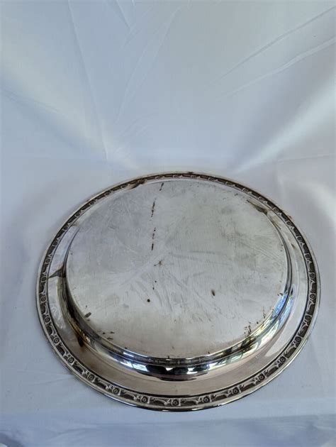 Vintage Oneida Usa Silver Plated Round Serving Tray Platter Plate Ebay