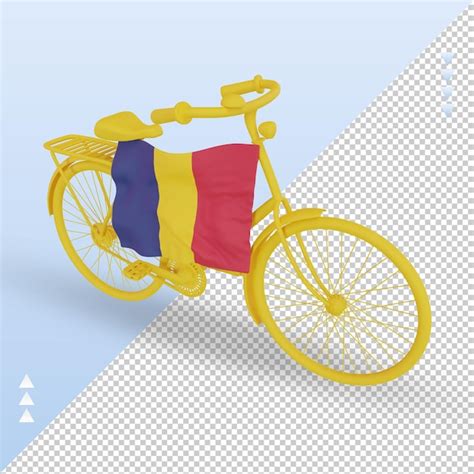 3d Bycycle Day Bandeira Do Chade Renderizando A Vista Direita PSD Premium