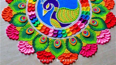 Peacock Rangoli Designs For Diwali Easy Simple L Big Rangoli For