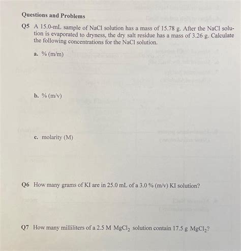 Solved Questions And Problems Q5 A 15 0 ML Sample Of NaCl Chegg